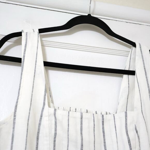 NWT Old Navy Striped Linen Square Neck Mini Dress M Coastal Cocktail Wedding - Picture 2 of 8